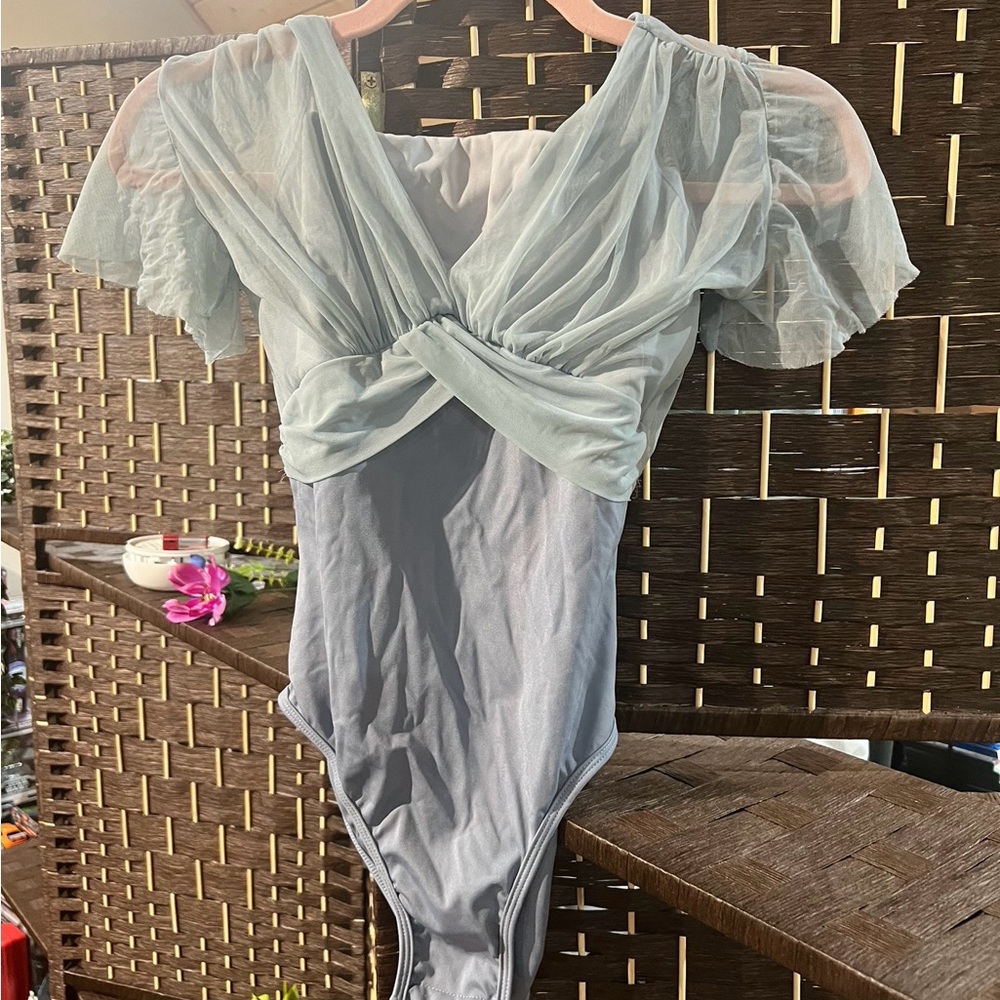 Elegant Light Blue Leotard